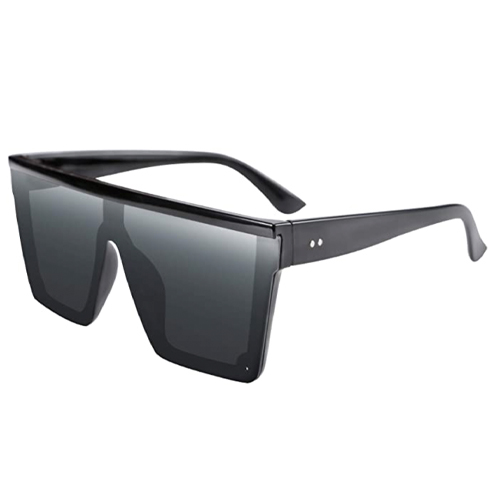 FEISEDY Gafas de Sol Hombre Cuadradas de Lente Siamés de Moda UV400 Gafas de Sol Grandes con Tapa Plana para Hombre y Mujer B2470